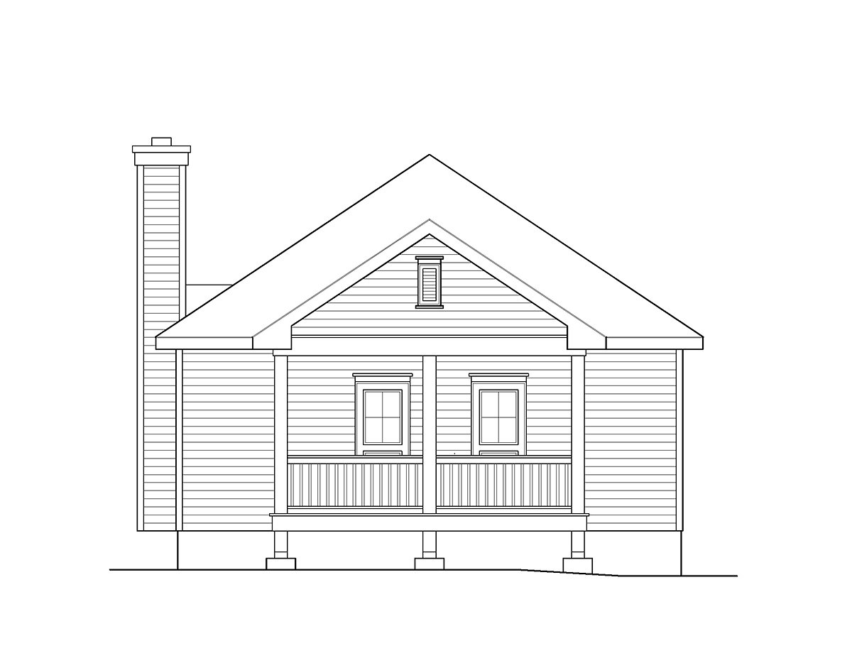 Cabin Country Traditional Rear Elevation of Plan 45154