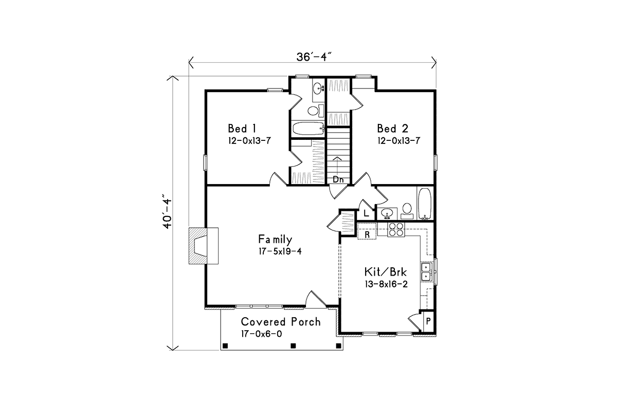 Cottage Country Craftsman Ranch Level One of Plan 45156