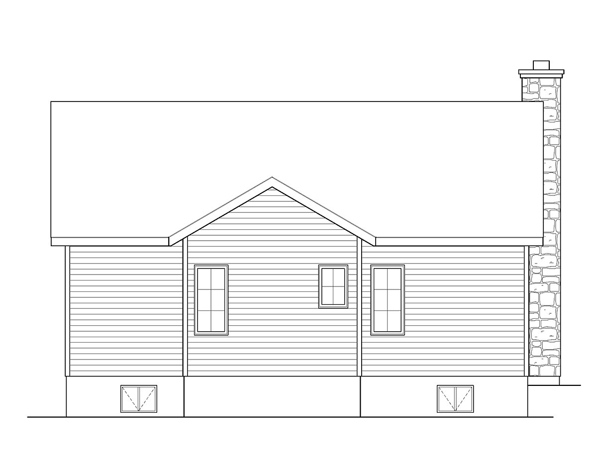 Cottage Country Craftsman Ranch Rear Elevation of Plan 45156