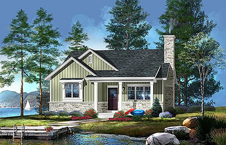 Cabin Country Craftsman Elevation of Plan 45157