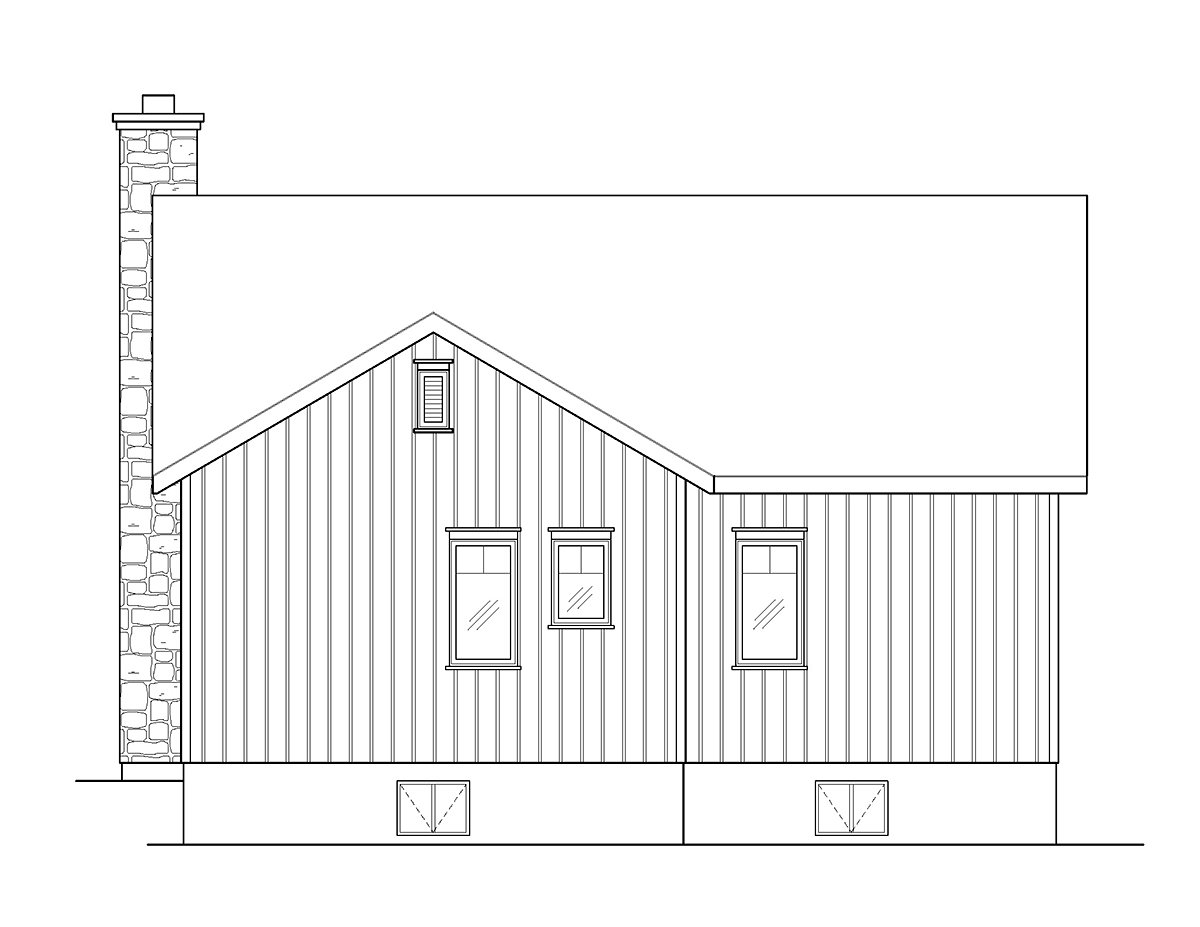 Cabin Country Craftsman Rear Elevation of Plan 45157