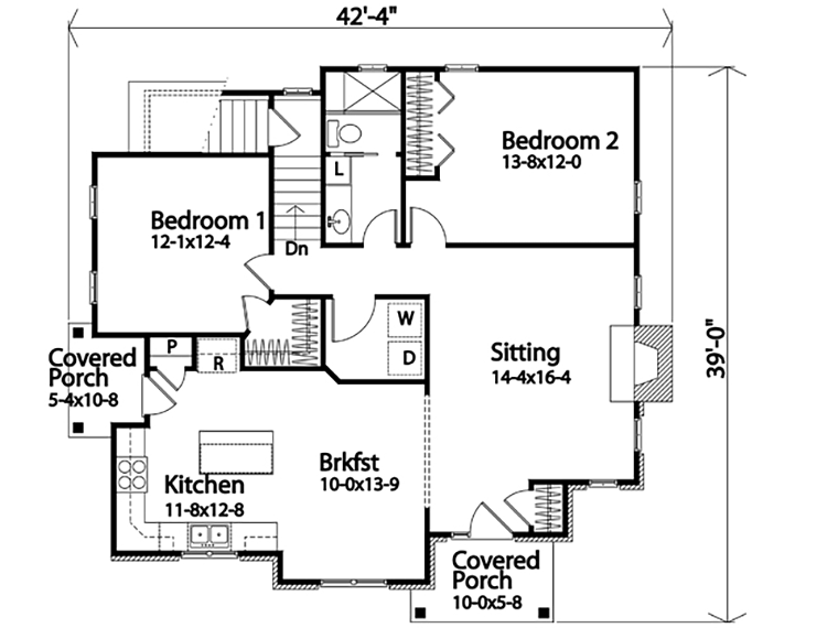Bungalow Cottage Level One of Plan 45159