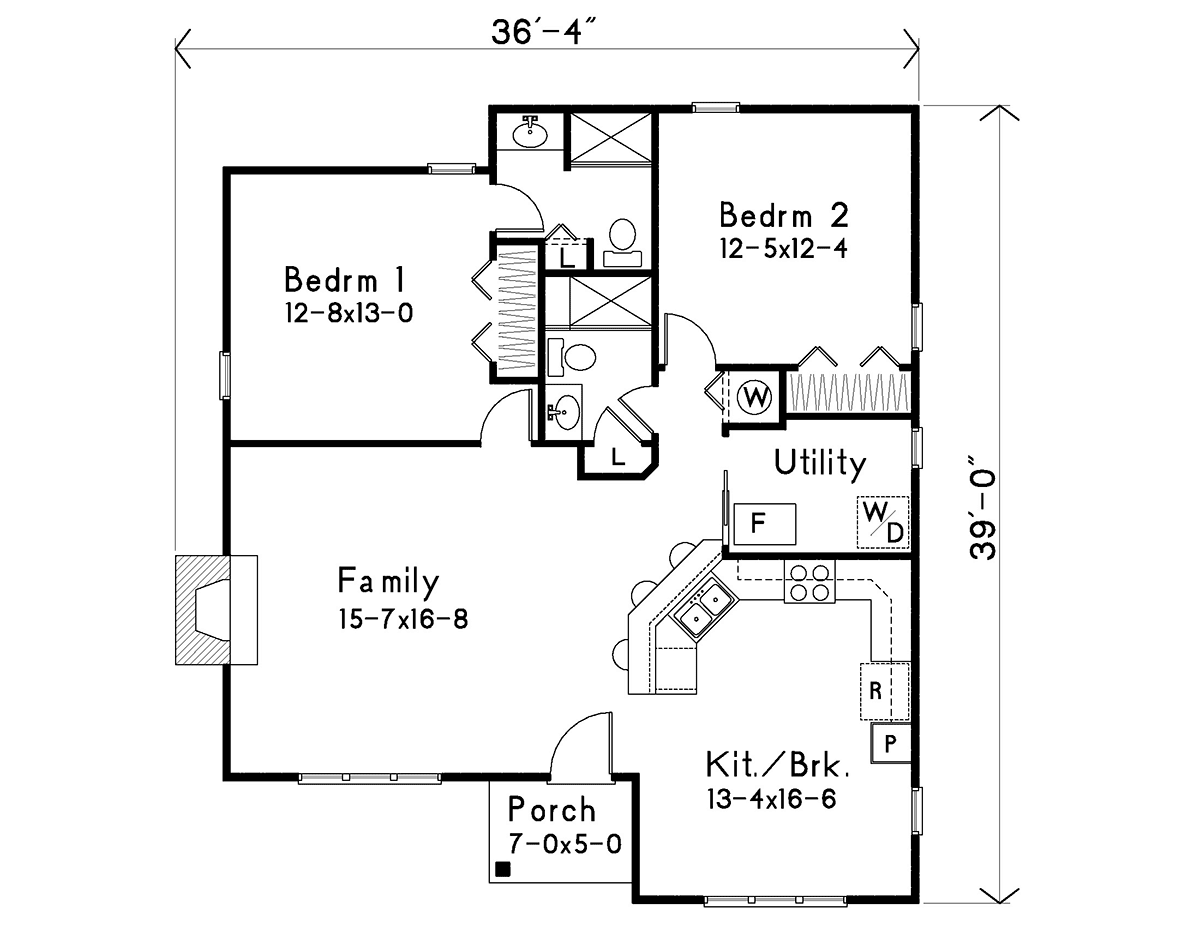 Bungalow Cottage Level One of Plan 45161