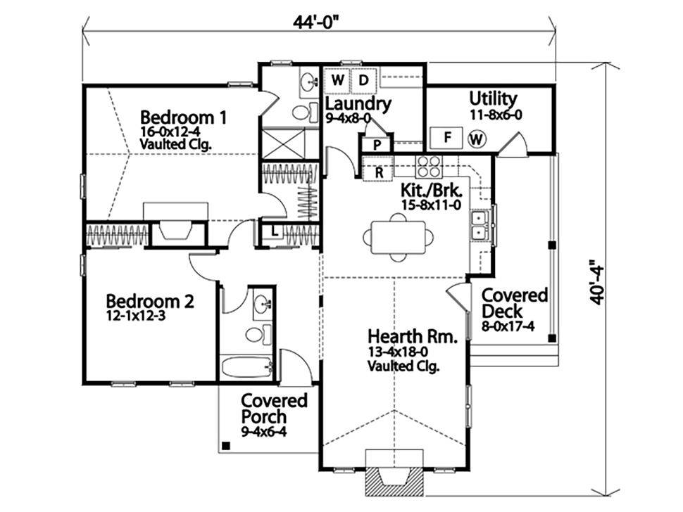 Bungalow Cottage Level One of Plan 45162