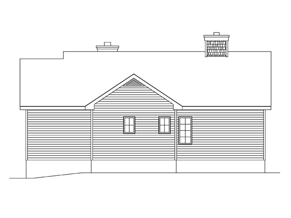 Bungalow Cottage Rear Elevation of Plan 45162