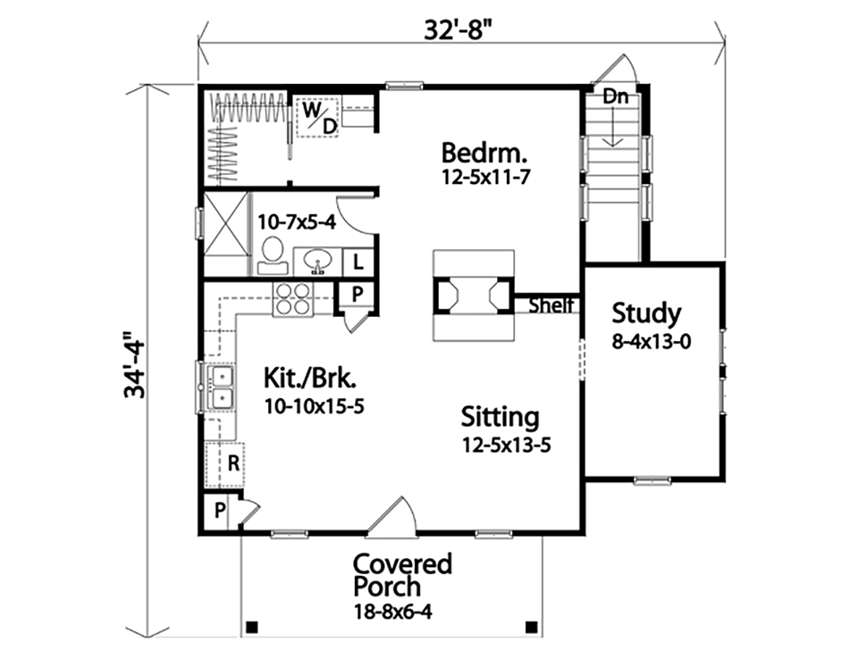 Cottage Narrow Lot Level One of Plan 45164
