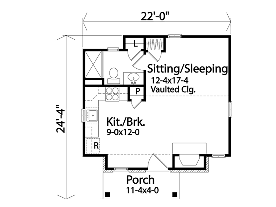 Bungalow Cabin Cottage Craftsman Narrow Lot One-Story Level One of Plan 45166