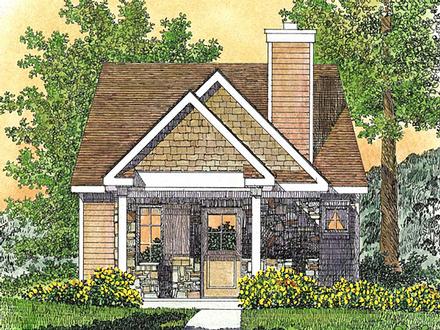 Bungalow Cabin Cottage Craftsman Narrow Lot One-Story Elevation of Plan 45166