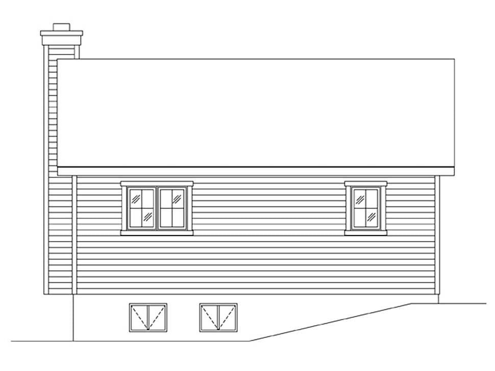 Bungalow Cabin Cottage Narrow Lot One-Story Rear Elevation of Plan 45167