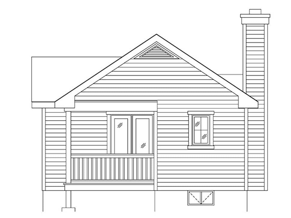 Bungalow Cottage One-Story Rear Elevation of Plan 45169