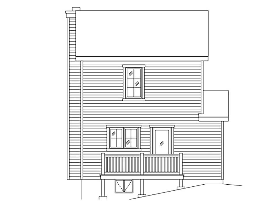 Craftsman Narrow Lot Rear Elevation of Plan 45170