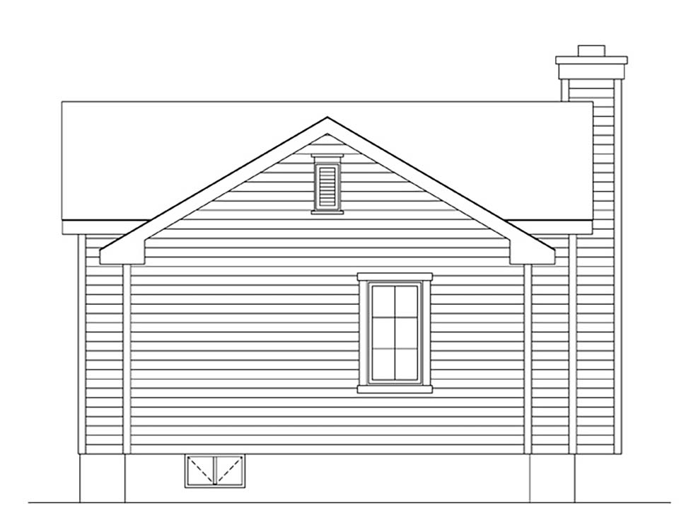 Bungalow Cottage Narrow Lot One-Story Rear Elevation of Plan 45172