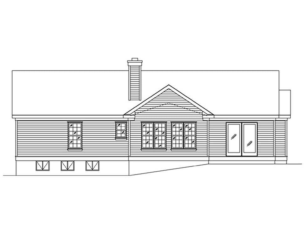 Ranch Rear Elevation of Plan 45175