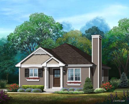 Bungalow Cottage Narrow Lot One-Story Elevation of Plan 45176