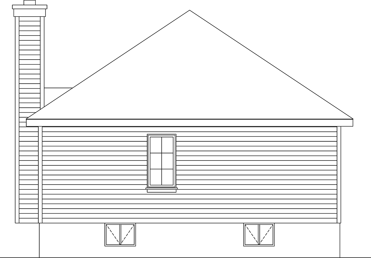 Bungalow Cottage Narrow Lot One-Story Rear Elevation of Plan 45176