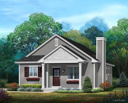 Bungalow Cottage Narrow Lot One-Story Elevation of Plan 45177