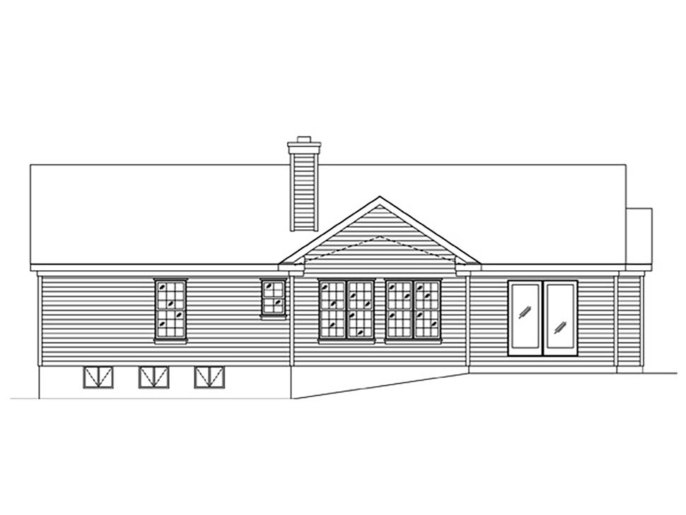 One-Story Ranch Rear Elevation of Plan 45178