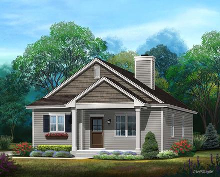 Bungalow Cottage Narrow Lot One-Story Elevation of Plan 45179