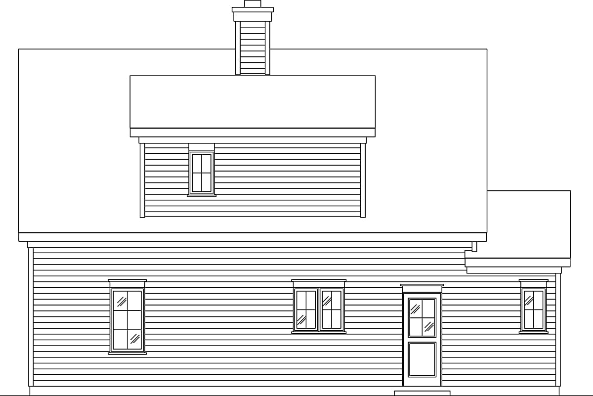 Cape Cod Cottage Traditional Rear Elevation of Plan 45180