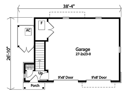 Garage Plan 45183 - 2 Car Garage Apartment First Level Plan