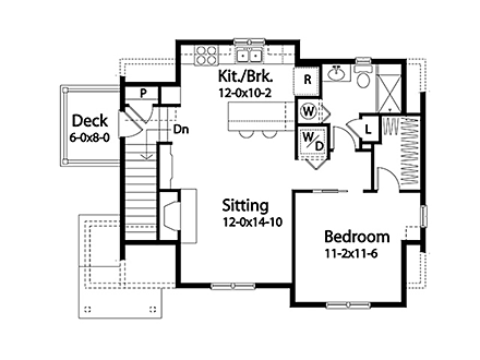 Garage Plan 45183 - 2 Car Garage Apartment Second Level Plan