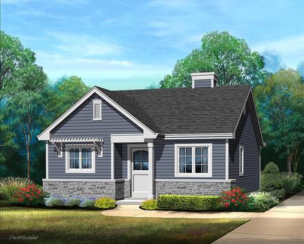 Bungalow Cottage Narrow Lot One-Story Elevation of Plan 45185