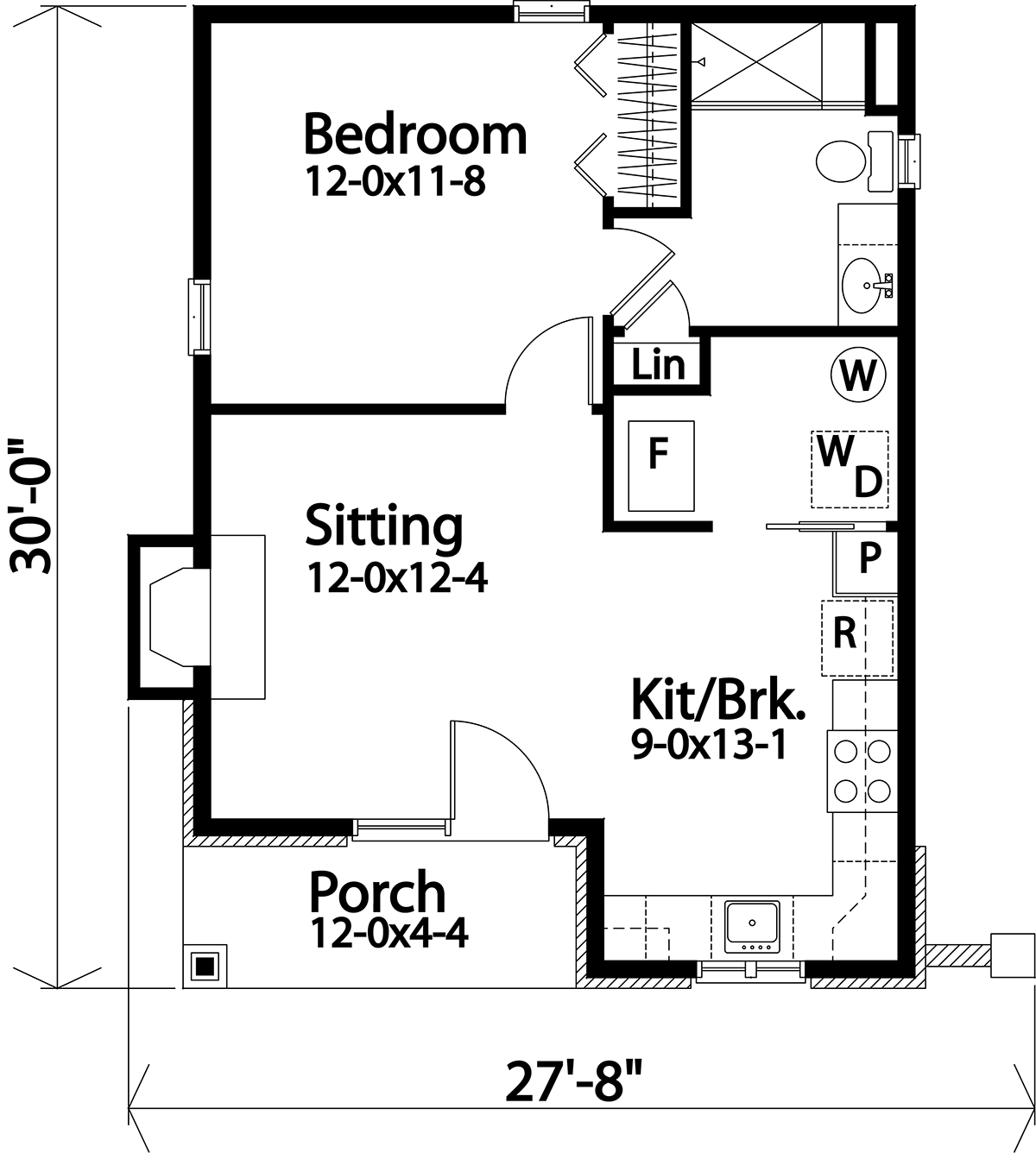 Bungalow Cottage Narrow Lot One-Story Level One of Plan 45186