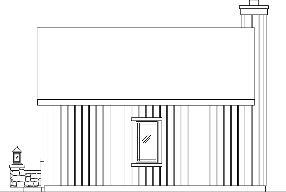 Bungalow Cottage Narrow Lot One-Story Rear Elevation of Plan 45186