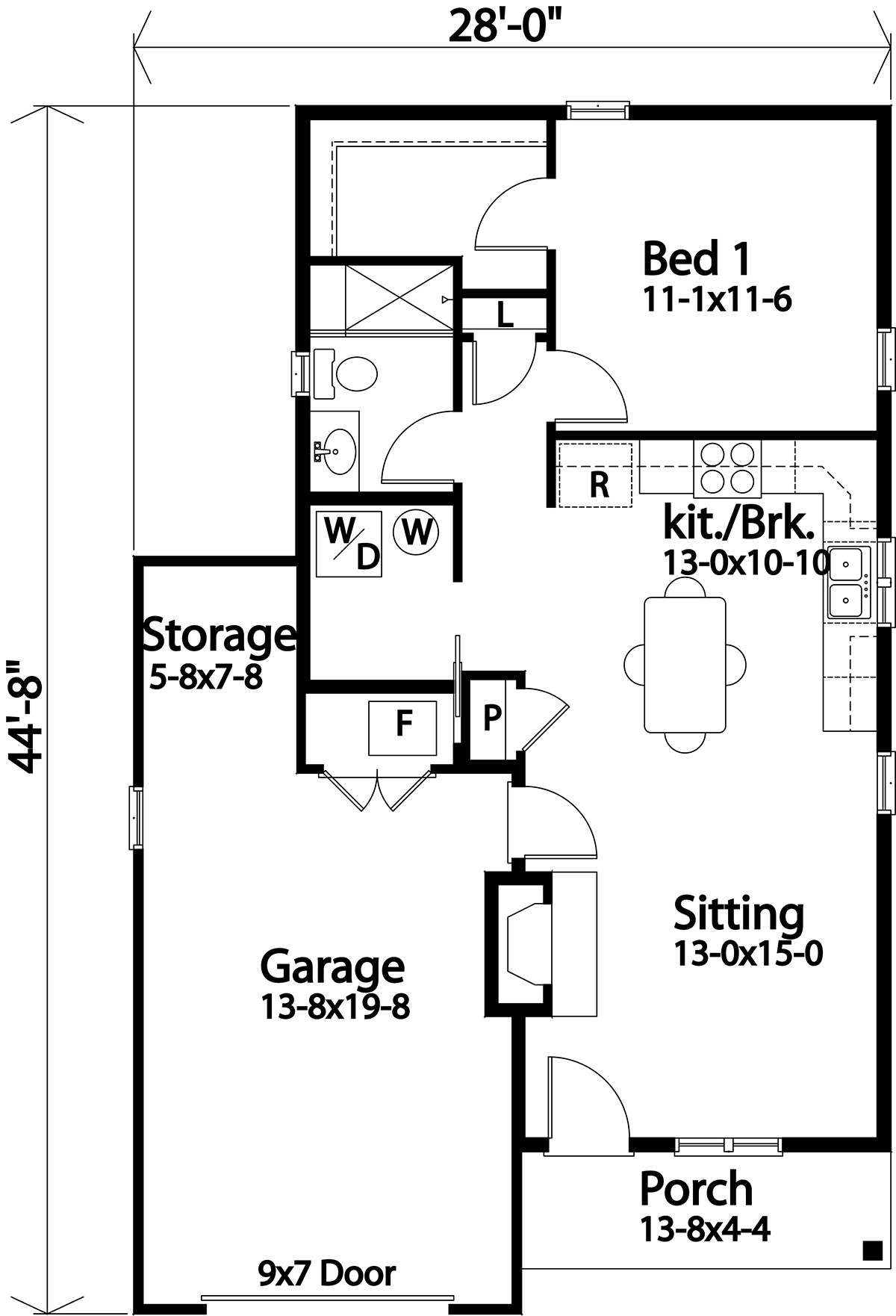 Narrow Lot One-Story Level One of Plan 45188