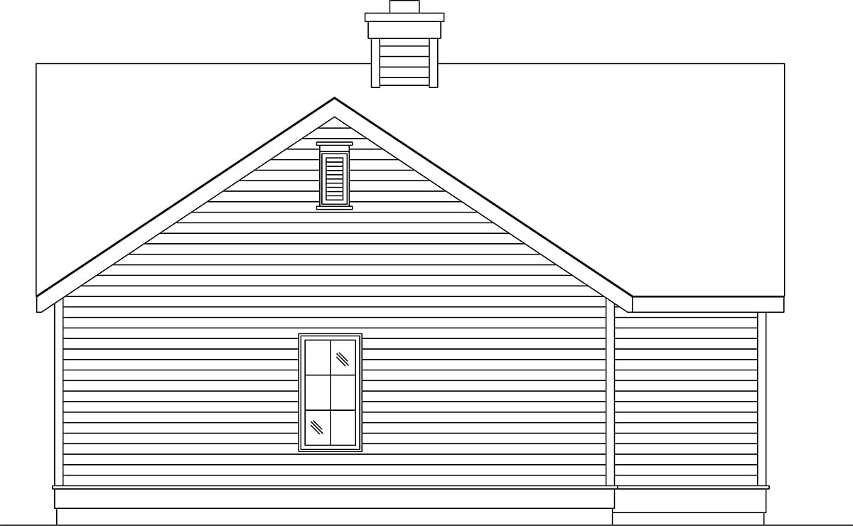 Narrow Lot One-Story Rear Elevation of Plan 45188