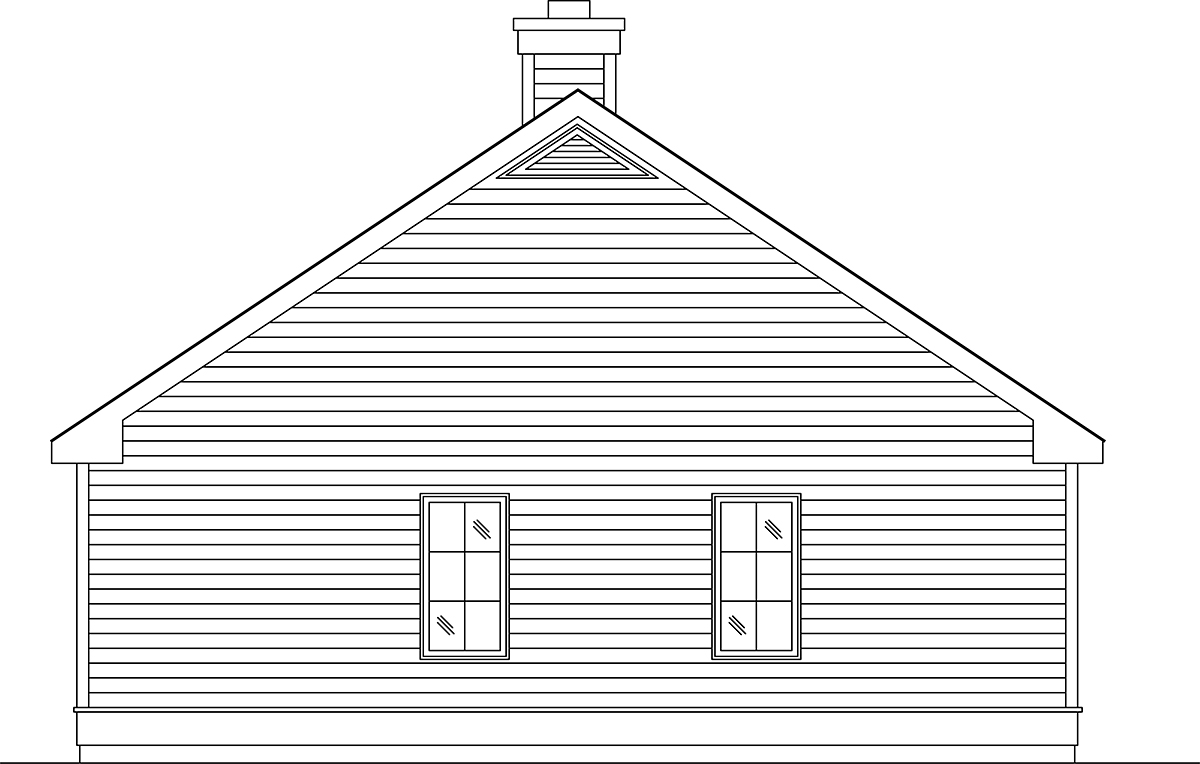 Narrow Lot One-Story Rear Elevation of Plan 45189