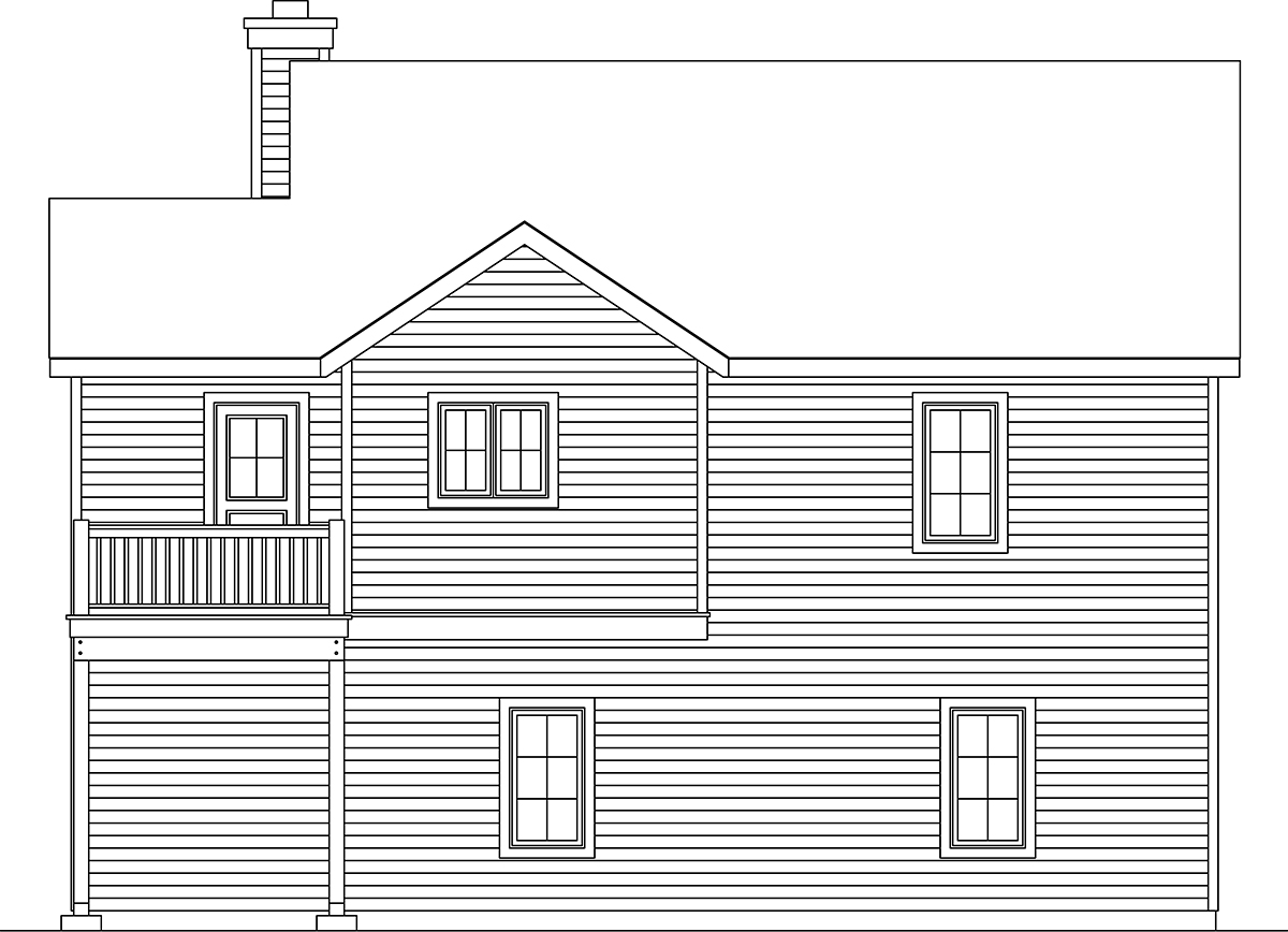 Traditional Rear Elevation of Plan 45190
