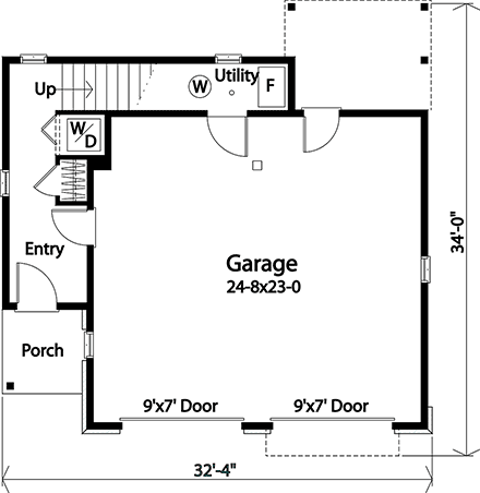 Garage Plan 45191 - 2 Car Garage Apartment First Level Plan
