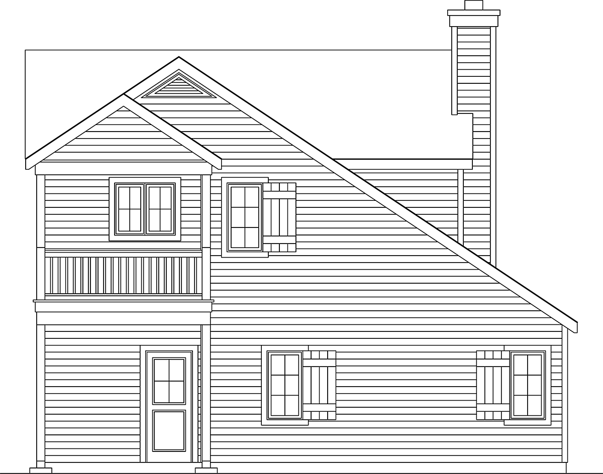 Traditional Rear Elevation of Plan 45191