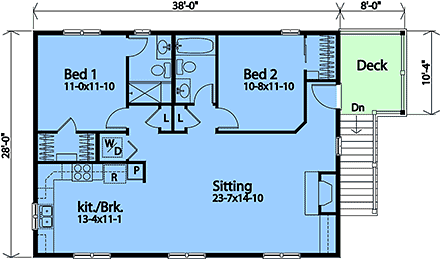 Garage Plan 45192 - 3 Car Garage Apartment Second Level Plan