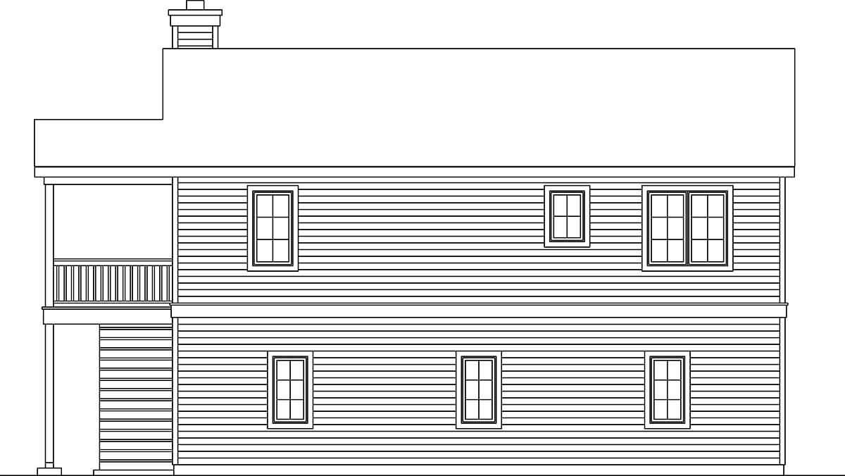 Traditional Rear Elevation of Plan 45192