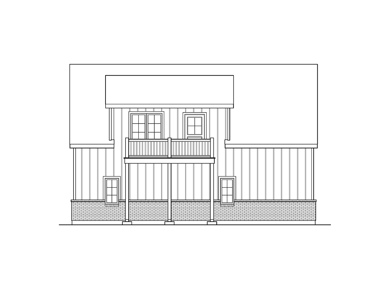 Country Craftsman Traditional Rear Elevation of Plan 45193