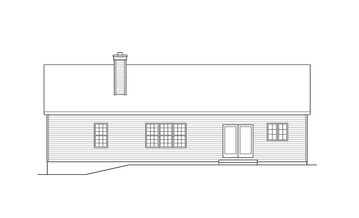 Ranch Traditional Rear Elevation of Plan 45198