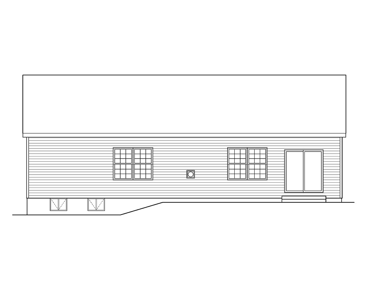 Ranch Traditional Rear Elevation of Plan 45199