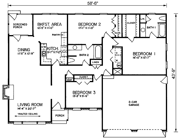 Ranch Traditional Level One of Plan 45200