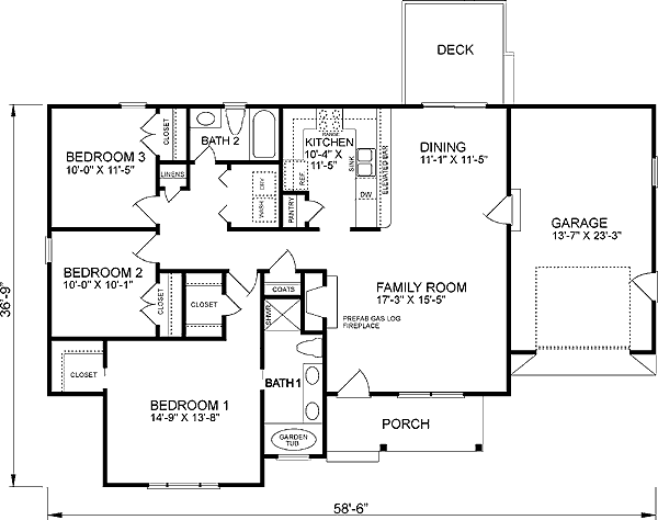 One-Story Traditional Level One of Plan 45203