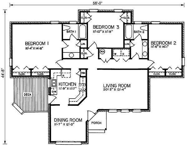 Contemporary European One-Story Level One of Plan 45207