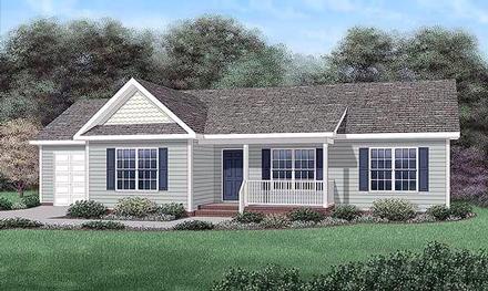 One-Story Ranch Elevation of Plan 45208
