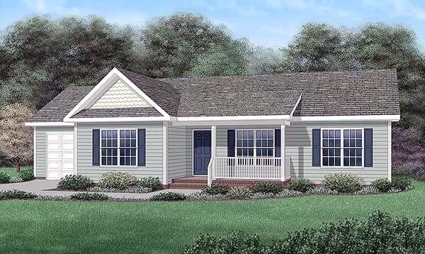 Plan 45208 | Ranch Style with 3 Bed, 2 Bath, 1 Car Garage