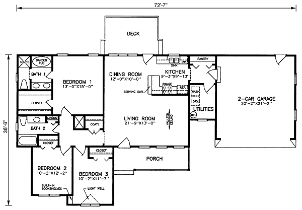 Ranch Traditional Level One of Plan 45210