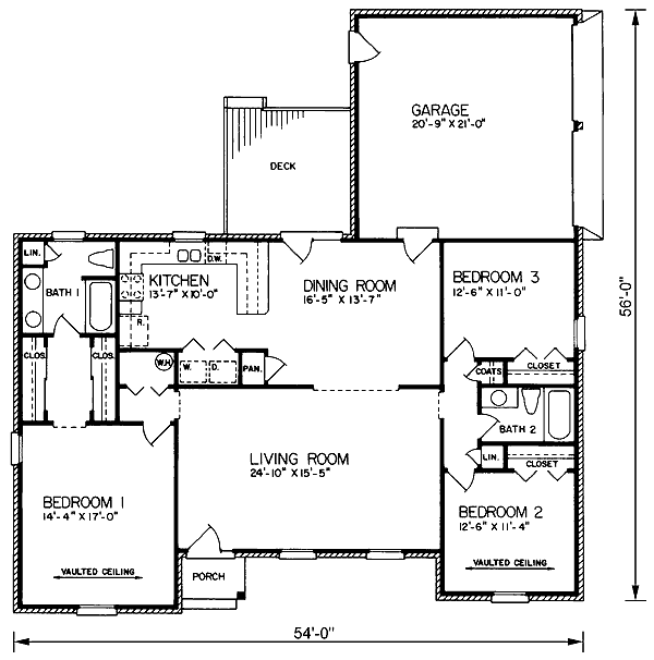 European One-Story Traditional Level One of Plan 45214