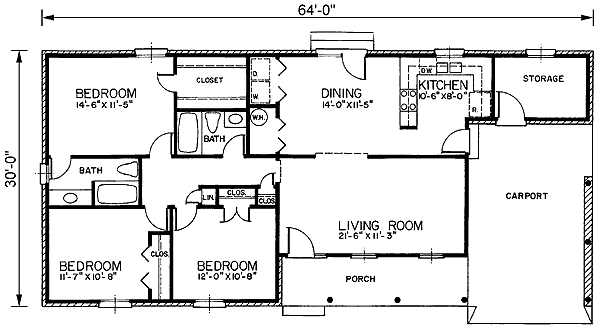 One-Story Ranch Level One of Plan 45221