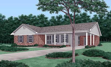 One-Story Ranch Elevation of Plan 45221