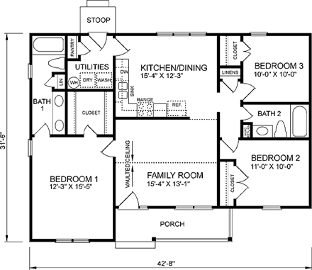 House Plan 45234 First Level Plan