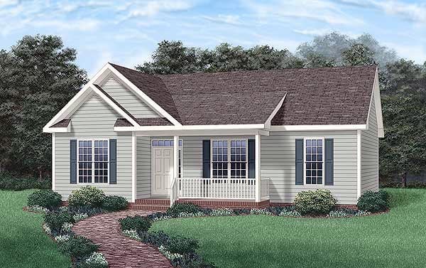Country, Ranch House Plan 45234 with 3 Beds, 2 Baths Elevation